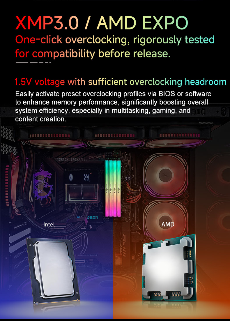 KINGBANK DDR5 Heatsink RGB UDlMM 8400MHz-24G*2 - 金百达KINGBANK