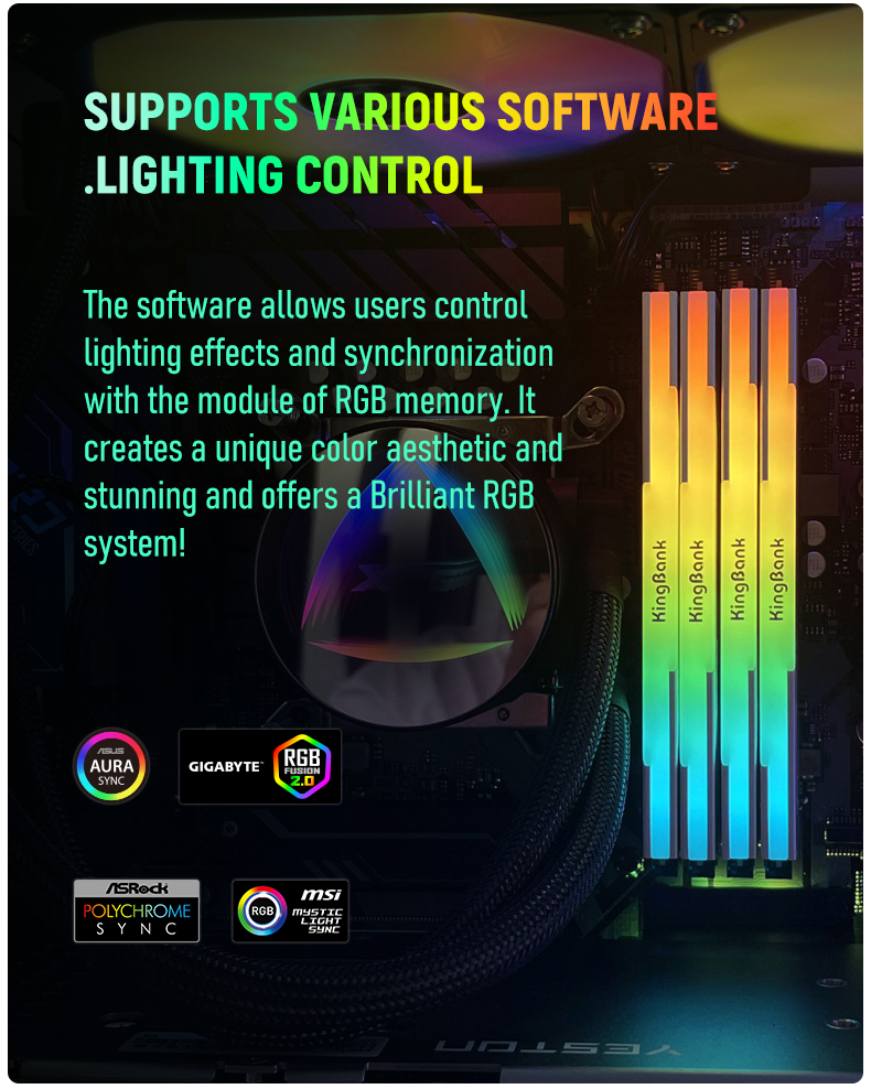 KINGBANK DDR5 Soarblade RGB UDIMM 6800MHz-24G*2 - 金百达KINGBANK