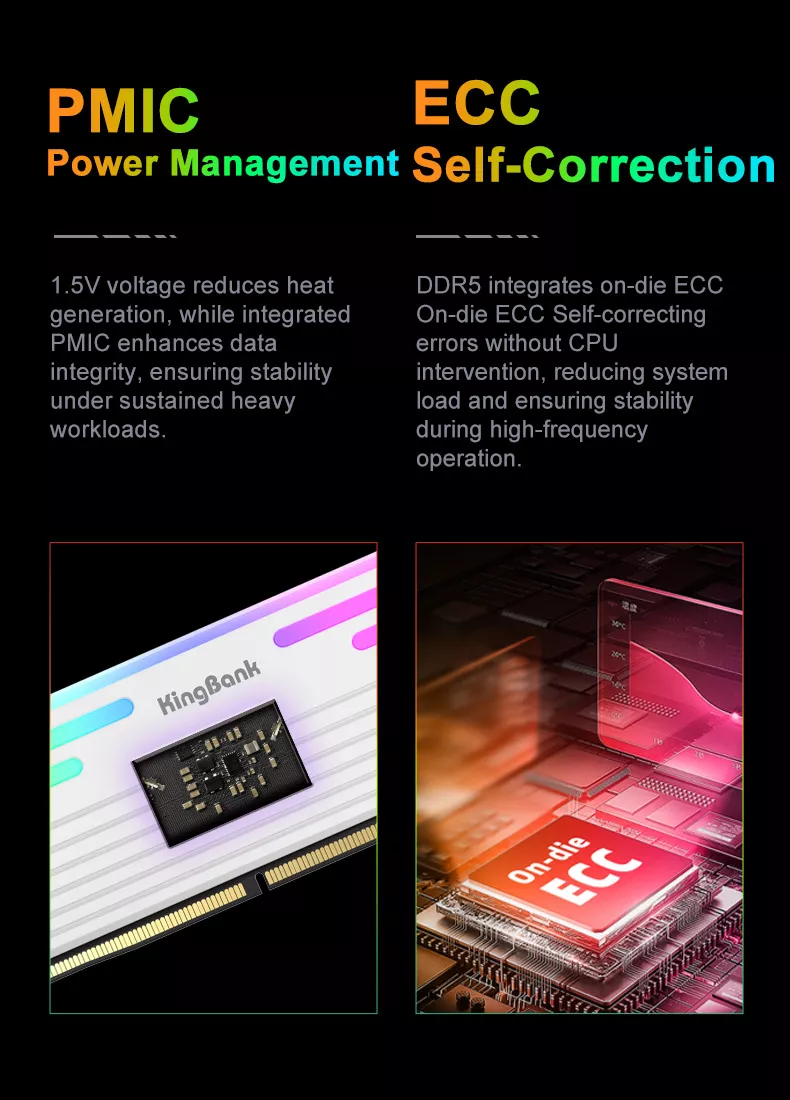 KINGBANK DDR5 Heatsink RGB UDlMM 8400MHz-24G*2 - 金百达KINGBANK