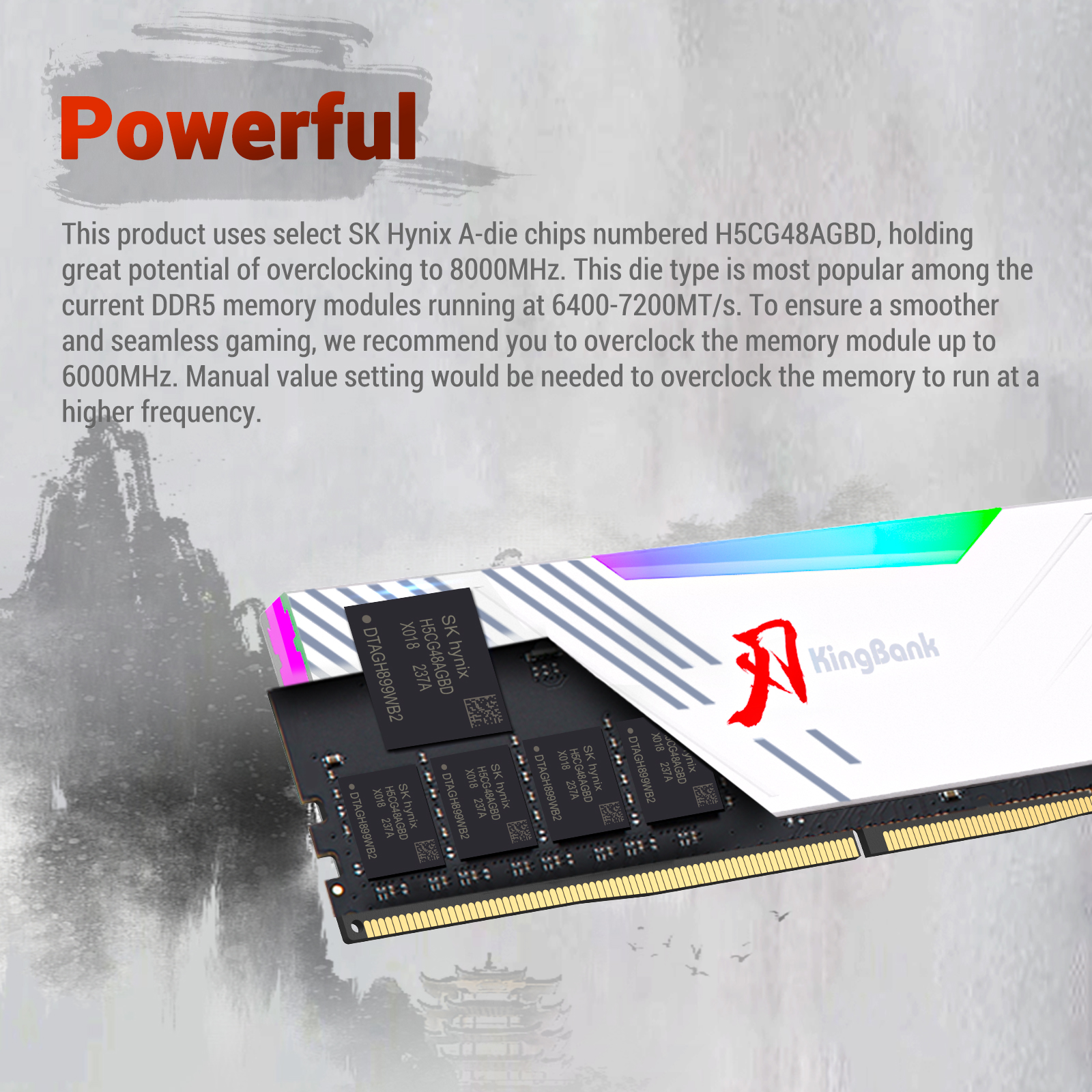 KINGBANK DDR5 SharpBlade RGB UDIMM 6400MHz - 16G*2/32G*2